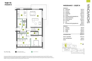 Rzut - Mieszkanie na sprzedaż 4 pokoje o powierzchni 146,8 m² - numer 6BL/1 w Skowronia