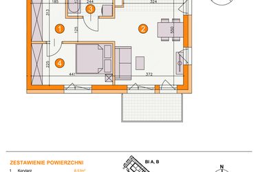 Rzut - Mieszkanie na sprzedaż 2 pokoje o powierzchni 41,78 m² - numer BI/D10 w Osiedle Bocianie Gniazdo 2