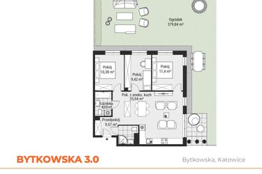 Rzut - Mieszkanie na sprzedaż 4 pokoje o powierzchni 73,61 m² - numer 8 w Bytkowska 3.0