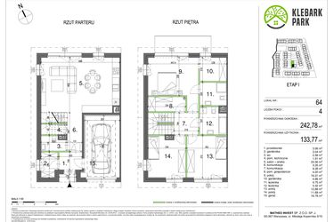 Rzut - Dom na sprzedaż 4 pokoje o powierzchni 133,77 m² - numer 64 w Klebark Park