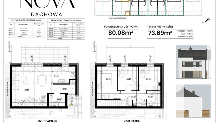 Rzut - Dom na sprzedaż 4 pokoje o powierzchni 80,08 m² - numer B4 w Nova Dachowa II