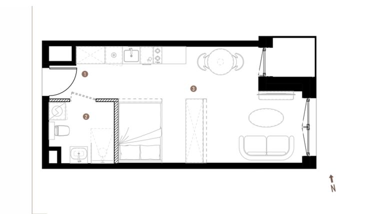 Rzut - Mieszkanie na sprzedaż 1 pokój o powierzchni 31,18 m² - numer A1.5.06 w Belg Apartamenty etap II