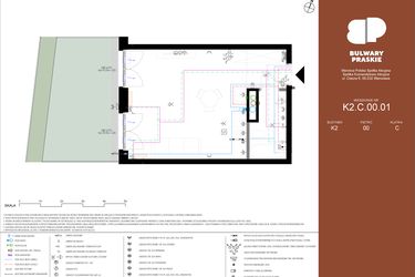 Rzut - Mieszkanie na sprzedaż 1 pokój o powierzchni 36,66 m² - numer K2.C.00.01 w Bulwary Praskie etap K i L