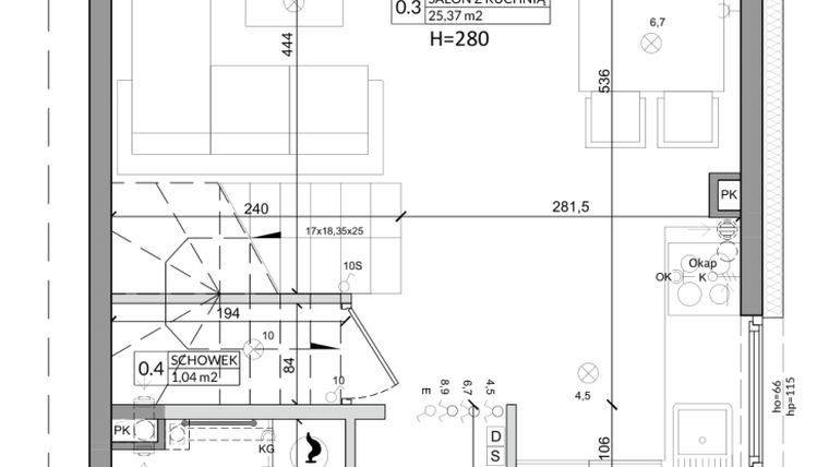 Rzut - Dom na sprzedaż 3 pokoje o powierzchni 76,58 m² - numer 33B w Zielono Mi etap V