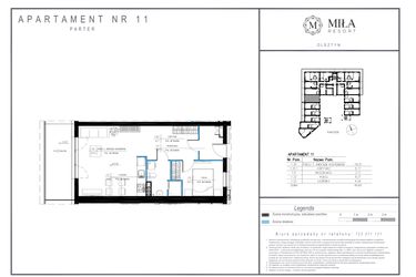 Rzut - Mieszkanie na sprzedaż 2 pokoje o powierzchni 49,66 m² - numer 11 w Miła Resort