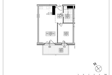 Rzut - Mieszkanie na sprzedaż 2 pokoje o powierzchni 41,49 m² - numer A1.25 w Osiedle Zielone bud. A1, B8