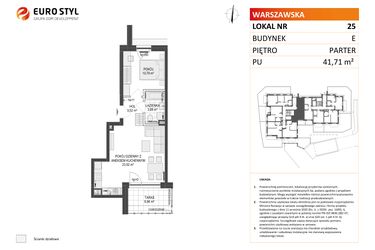 Rzut - Mieszkanie na sprzedaż 2 pokoje o powierzchni 41,71 m² - numer E.25 w Osiedle Warszawska