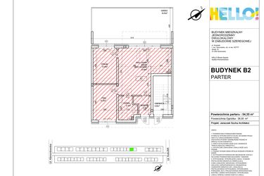 Rzut - Mieszkanie na sprzedaż 3 pokoje o powierzchni 54,35 m² - numer B2.1 w HELLO! KUKUŁKI bud. B