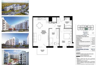 Rzut - Mieszkanie na sprzedaż 3 pokoje o powierzchni 61,39 m² - numer C.3.34 w Skandinavia
