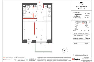 Rzut - Mieszkanie na sprzedaż 1 pokój o powierzchni 30,7 m² - numer 152 w Autonomia Praska