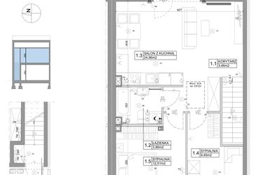 Rzut - Mieszkanie na sprzedaż 3 pokoje o powierzchni 61,95 m² - numer 68 w Boska Ksawerowska V