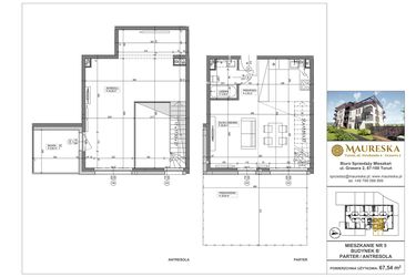 Rzut - Mieszkanie na sprzedaż 1 pokój o powierzchni 67,54 m² - numer B’.5 w Osiedle Maureska etap 2