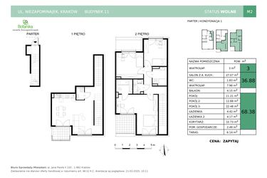 Rzut - Mieszkanie na sprzedaż 4 pokoje o powierzchni 109,94 m² - numer 11-M2 w Osiedle Niezapominajek
