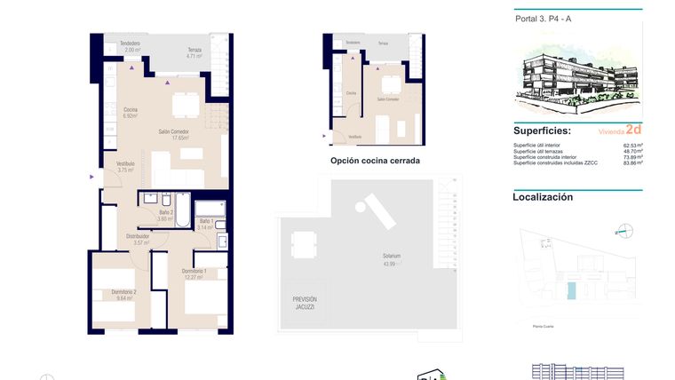 Rzut - Mieszkanie na sprzedaż 2 pokoje o powierzchni 83,8 m² - numer 4-A w Apartamenty w Alicante - 36142881