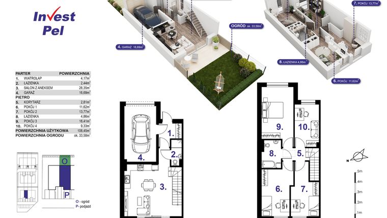 Rzut - Dom na sprzedaż 5 pokoi o powierzchni 117,27 m² - numer 5B w Villa Park Gdańsk etap III