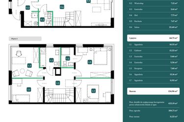 Rzut - Dom na sprzedaż 5 pokoi o powierzchni 134,96 m² - numer 4B w Spokojny Wilanów