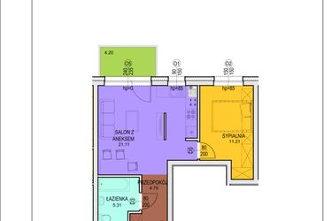 Rzut - Mieszkanie na sprzedaż 2 pokoje o powierzchni 42,38 m² - numer A11 w Osiedle Zuchów