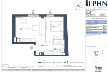 Rzut - Mieszkanie na sprzedaż 2 pokoje o powierzchni 39,69 m² - numer 36 w Apartamenty Jana Pawła 34
