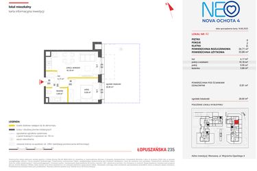 Rzut - Mieszkanie na sprzedaż 2 pokoje o powierzchni 34,71 m² - numer 62 w Neo Nova Ochota 4