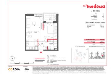Rzut - Mieszkanie na sprzedaż 1 pokój o powierzchni 41,31 m² - numer A.016 w Modena II
