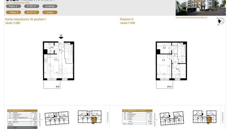 Rzut - Mieszkanie na sprzedaż 3 pokoje o powierzchni 61,06 m² - numer LM16 w Kameralna Koszykarska
