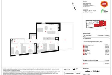 Rzut - Mieszkanie na sprzedaż 4 pokoje o powierzchni 83,54 m² - numer C5 w Osiedle Zielna