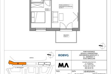 Rzut - Mieszkanie na sprzedaż 2 pokoje o powierzchni 40,46 m² - numer PPO/M/B/2/7 w Port Popowice bud. M i P