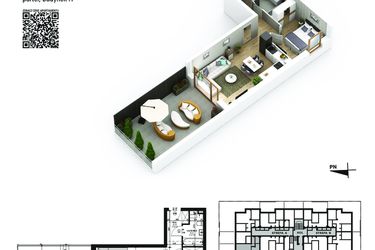Rzut - Mieszkanie na sprzedaż 2 pokoje o powierzchni 40,83 m² - numer 27 w Piano Park etap VI