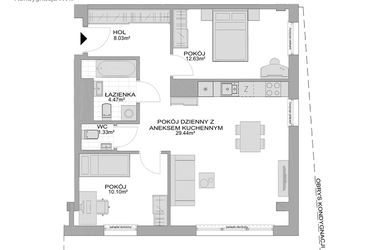 Rzut - Mieszkanie na sprzedaż 3 pokoje o powierzchni 68,42 m² - numer CP/R7/175 w Centralpark