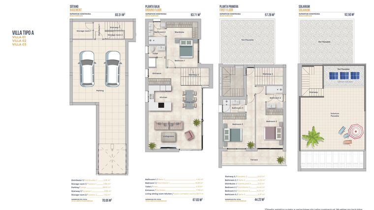 Rzut - Dom na sprzedaż 3 pokoje o powierzchni 141,5 m² - numer 2 w Domy w Finestrat - 95066039
