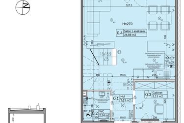 Rzut - Dom na sprzedaż 5 pokoi o powierzchni 72,7 m² - numer 30B w Osiedle Stokrotki etap 4 i 5
