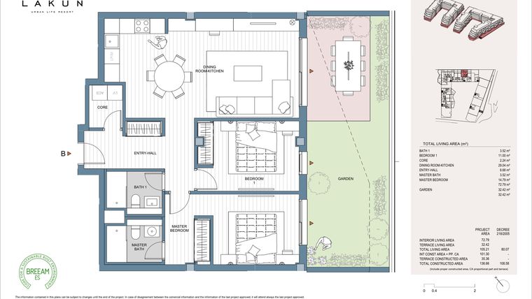 Rzut - Mieszkanie na sprzedaż 2 pokoje o powierzchni 84,3 m² - numer LK40B w Lakun