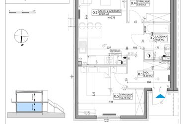 Rzut - Mieszkanie na sprzedaż 3 pokoje o powierzchni 57,39 m² - numer 61A w Osiedle Młodych etap X