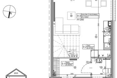 Rzut - Dom na sprzedaż 3 pokoje o powierzchni 65,15 m² - numer 19 w Zielone Ogrody