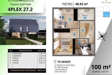 Rzut - Dom na sprzedaż 4 pokoje o powierzchni 100,77 m² - numer 4plex 27.2 w Tesoro Golf Park