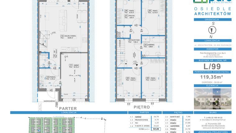 Rzut - Dom na sprzedaż 5 pokoi o powierzchni 119,35 m² - numer 99 w Osiedle Architektów etap IXa