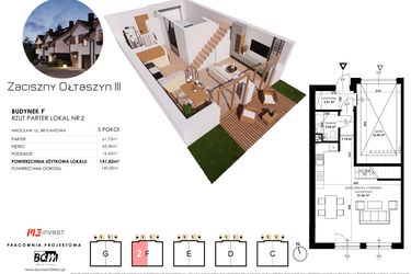 Rzut - Dom na sprzedaż 5 pokoi o powierzchni 141,82 m² - numer F2 w Zaciszny Ołtaszyn III