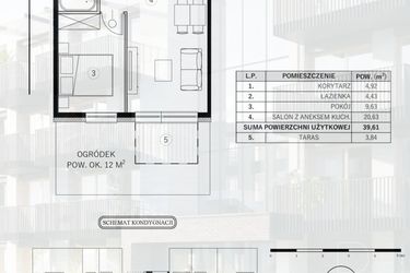 Rzut - Mieszkanie na sprzedaż 2 pokoje o powierzchni 39,61 m² - numer 6 w Młody Straszyn Park VI - bud. B