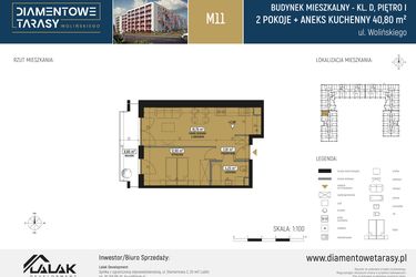 Rzut - Mieszkanie na sprzedaż 2 pokoje o powierzchni 40,8 m² - numer DM11 w Diamentowe Tarasy