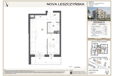 Rzut - Mieszkanie na sprzedaż 2 pokoje o powierzchni 39,39 m² - numer M40 w Nova Leszczyńska