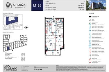 Rzut - Mieszkanie na sprzedaż 2 pokoje o powierzchni 52,25 m² - numer M183 w Chodźki Residence 2