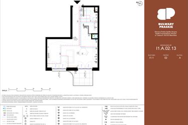 Rzut - Mieszkanie na sprzedaż 1 pokój o powierzchni 31,13 m² - numer I1.A.02.13 w Bulwary Praskie etap I i J