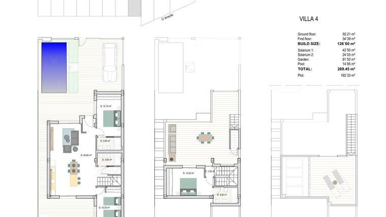 Rzut - Dom na sprzedaż 3 pokoje o powierzchni 126,6 m² - numer 4 w Wille w San Javier - 25827451