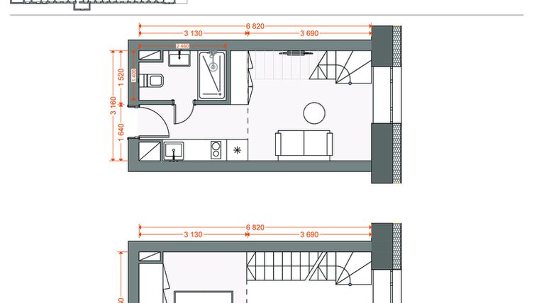 Rzut - Mieszkanie na sprzedaż 2 pokoje o powierzchni 30,44 m² - numer 77 w Legionów 102