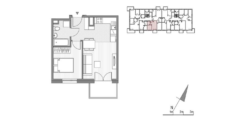 Rzut - Mieszkanie na sprzedaż 2 pokoje o powierzchni 34,91 m² - numer F.36 w Glogera bud. F i G