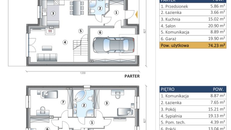 Rzut - Dom na sprzedaż 5 pokoi o powierzchni 157,9 m² - numer 6 w Srebrny Spot