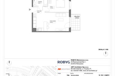 Rzut - Mieszkanie na sprzedaż 1 pokój o powierzchni 29,17 m² - numer 3.10.1M01 w Szumilas etap III