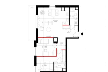 Rzut - Mieszkanie na sprzedaż 3 pokoje o powierzchni 77,63 m² - numer F.3.7 w INSPIRE ETAP V – bud. F, G