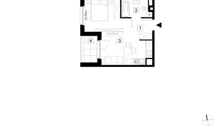 Rzut - Mieszkanie na sprzedaż 1 pokój o powierzchni 32,32 m² - numer A3-2-148 w Hipoteczna Park