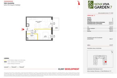 Rzut - Mieszkanie na sprzedaż 2 pokoje o powierzchni 34,69 m² - numer 75 w Nova Viva Garden 7